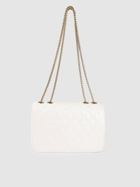 Lino Perros Women White Quilted Structured Shoulder Bag