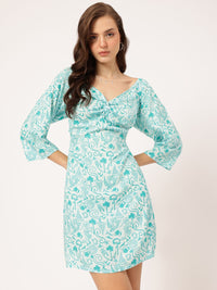DressBerry Coastal Chic Printed Twisted A-Line Mini Dress