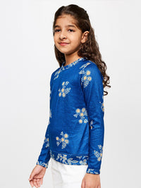 Global Desi Blue Floral Print Top