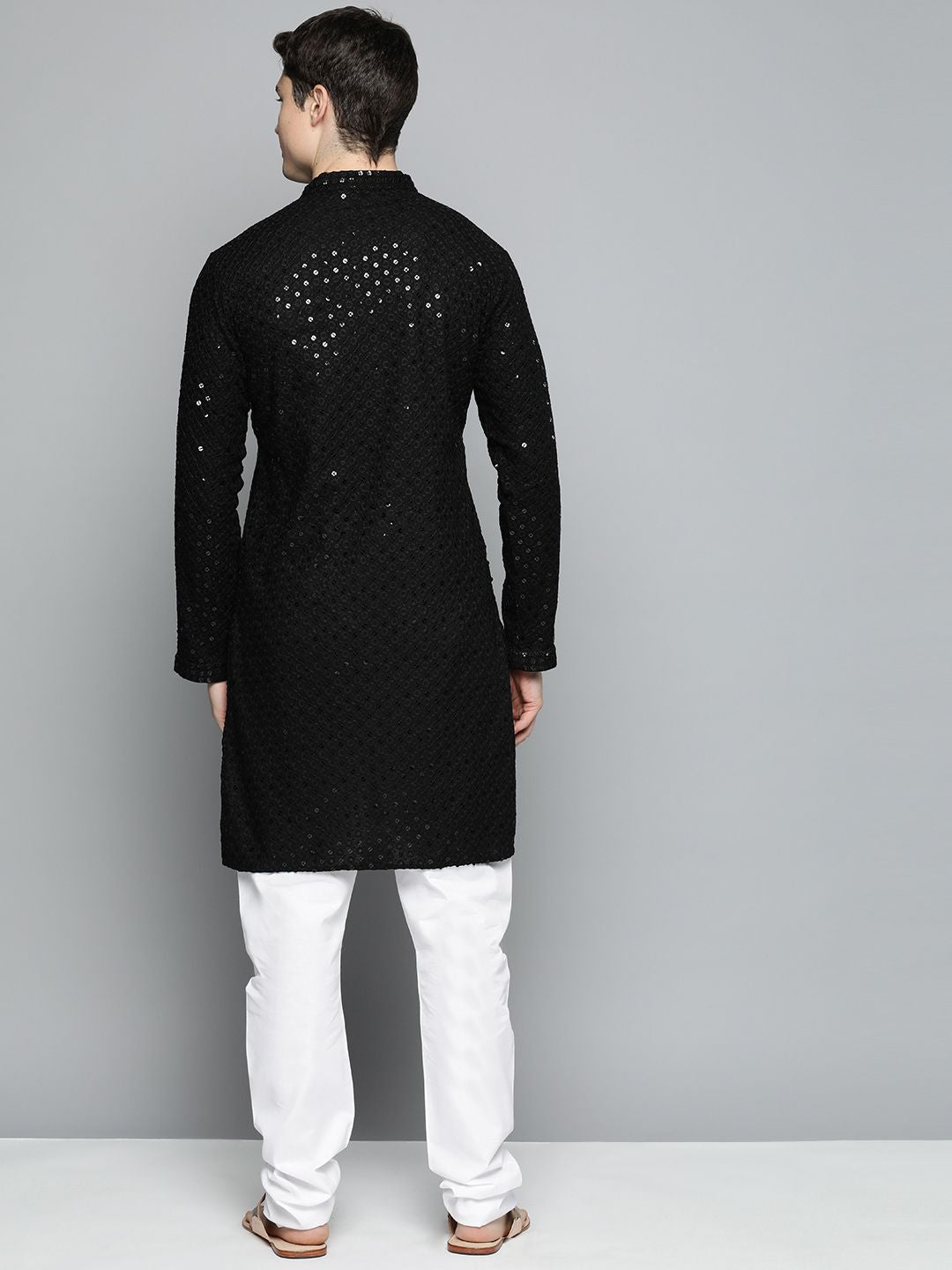 Jompers Men Floral Embroidered Chikankari Pure Cotton Kurta with Pyjamas
