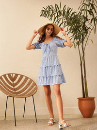 STREET 9 Striped Round Neck Schfilli A-Line Dress