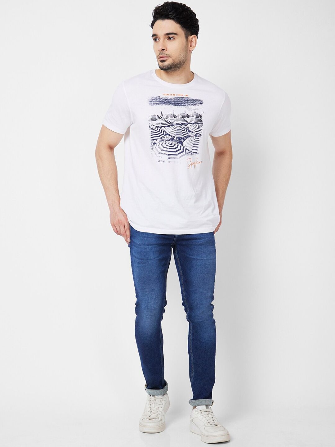 SPYKAR Men Skinny Fit Mid-Rise Heavy Fade Clean Look Stretchable Jeans
