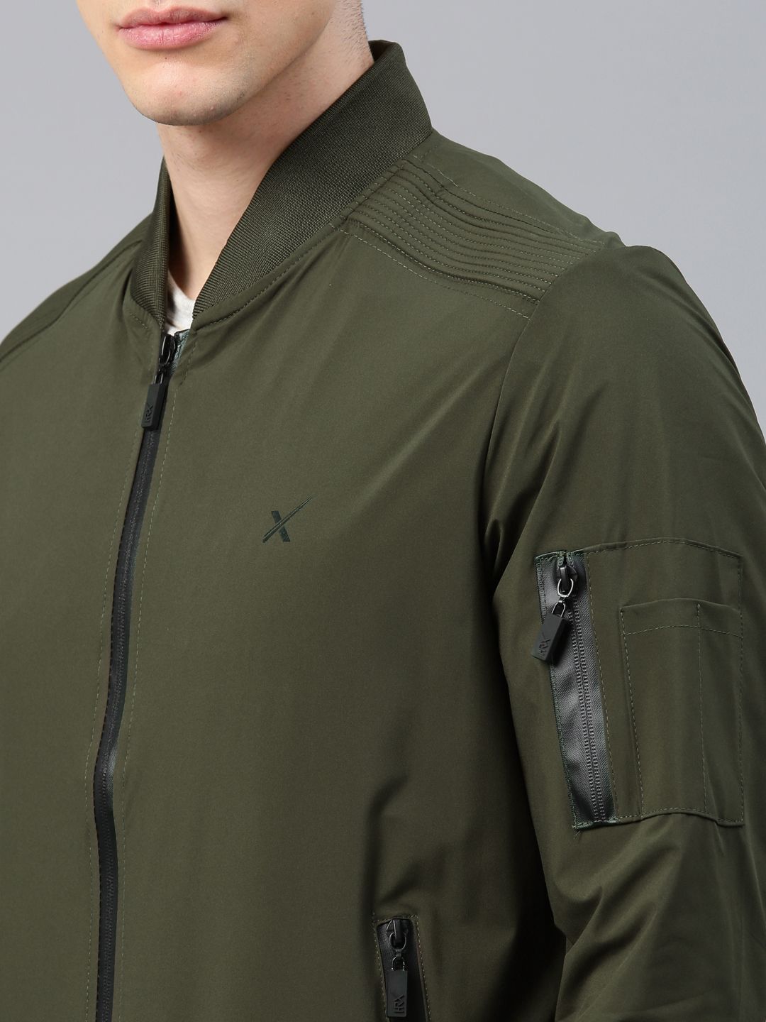 HRX by Hrithik Roshan Men Olive Green Solid Active Bomber Jacket