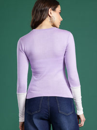 DressBerry Contrast Sleeves Acrylic Pullover