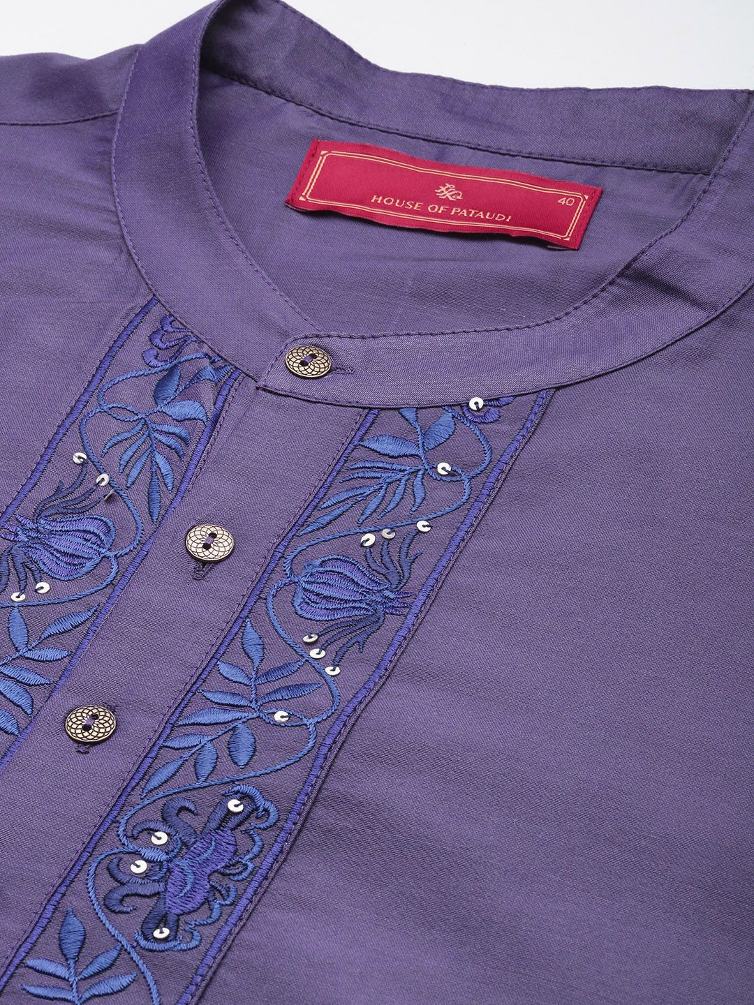 House of Pataudi Jashn Ethnic Motifs Yoke Design Thread Work Indie Florals Kurta