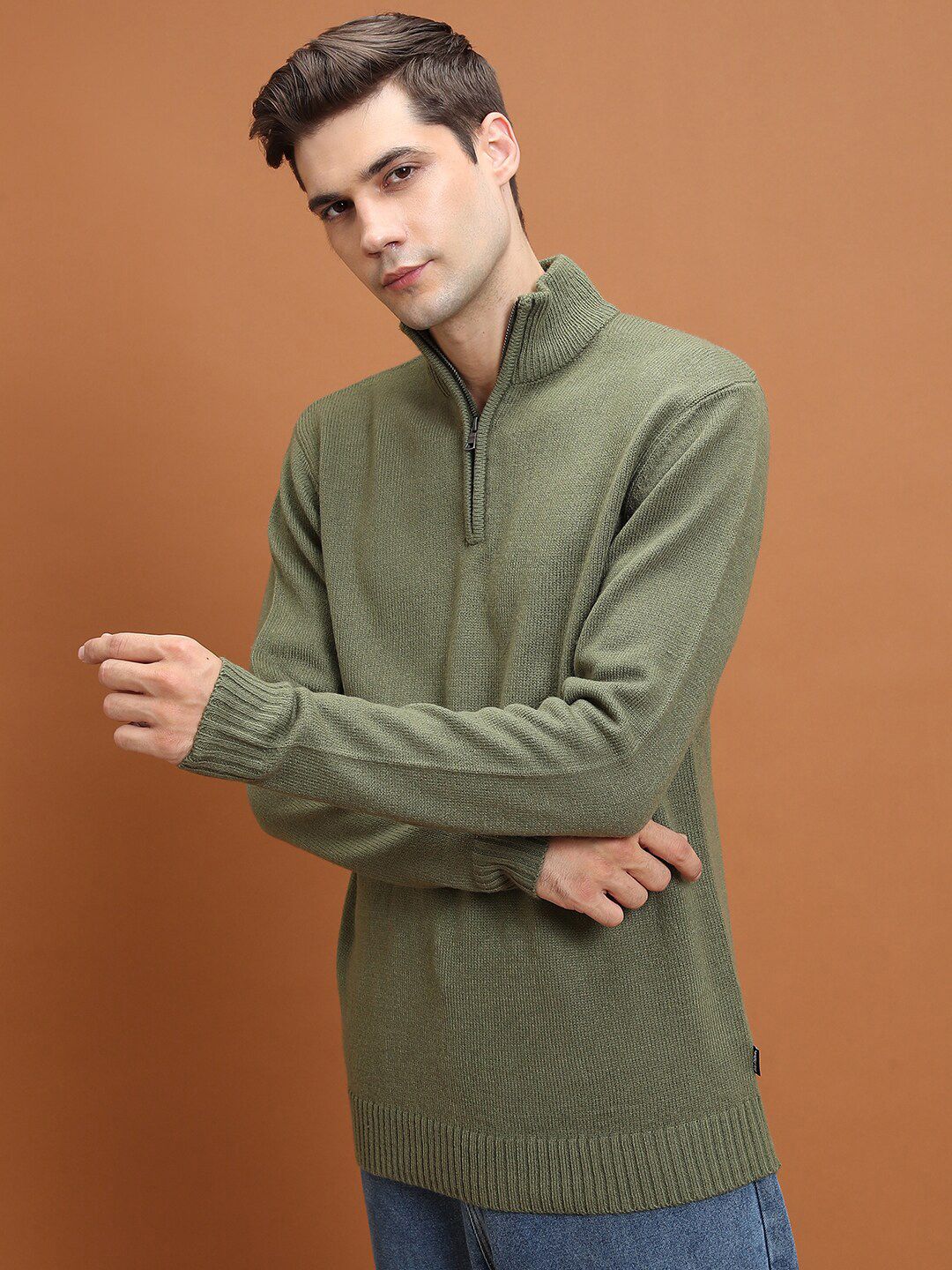 HIGHLANDER Mock Collar Acrylic Pullover