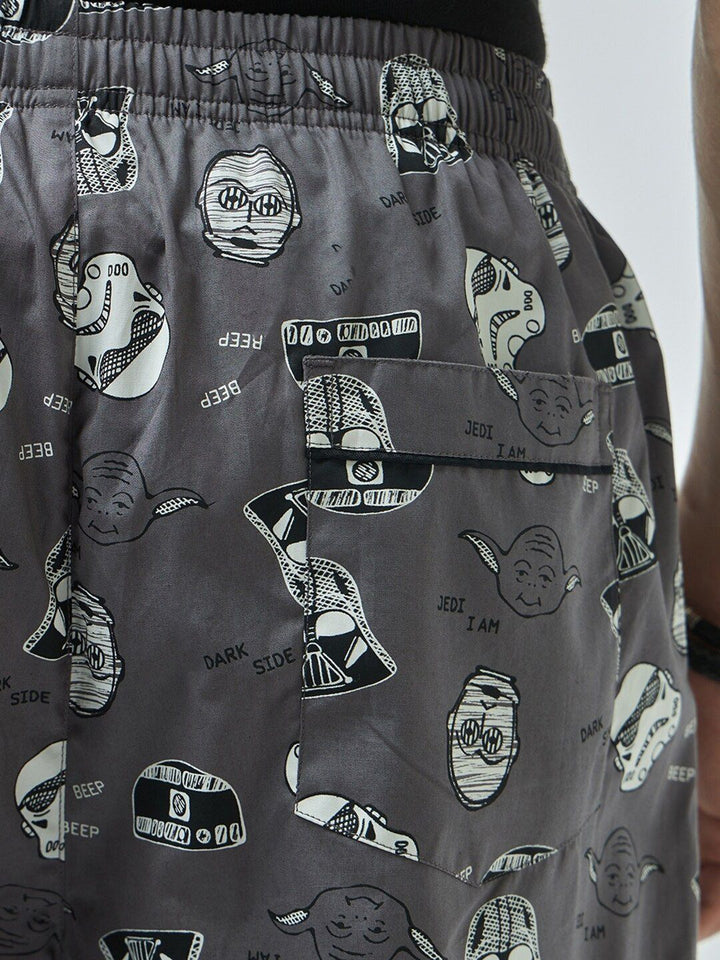 Bewakoof Grey Men Printed Pure Cotton Joggers