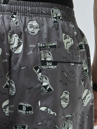 Bewakoof Grey Men Printed Pure Cotton Joggers