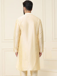 SOJANYA Men Golden-Coloured Solid Straight Kurta