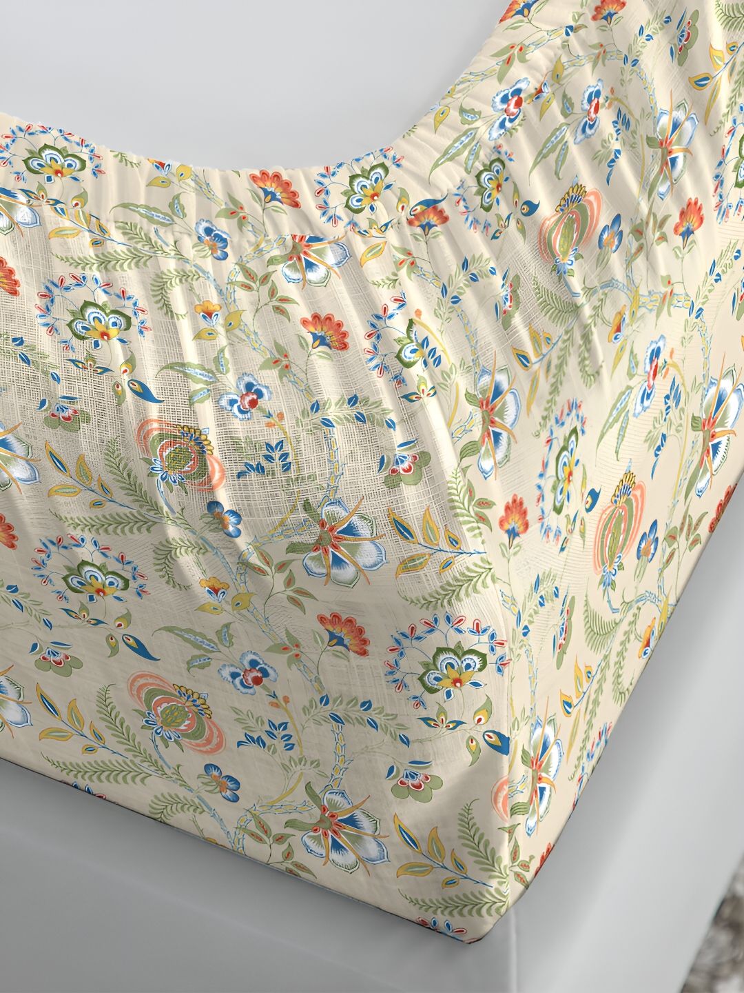 TRIDENT English Chintz Soft Comfort 210TC King Pure Cotton 1 Fitted Sheet with 2 Pillow Covers