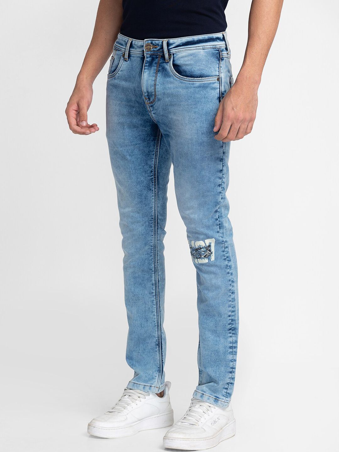 Being Human Men Straight Fit Mildly Distressed Heavy Fade Jeans