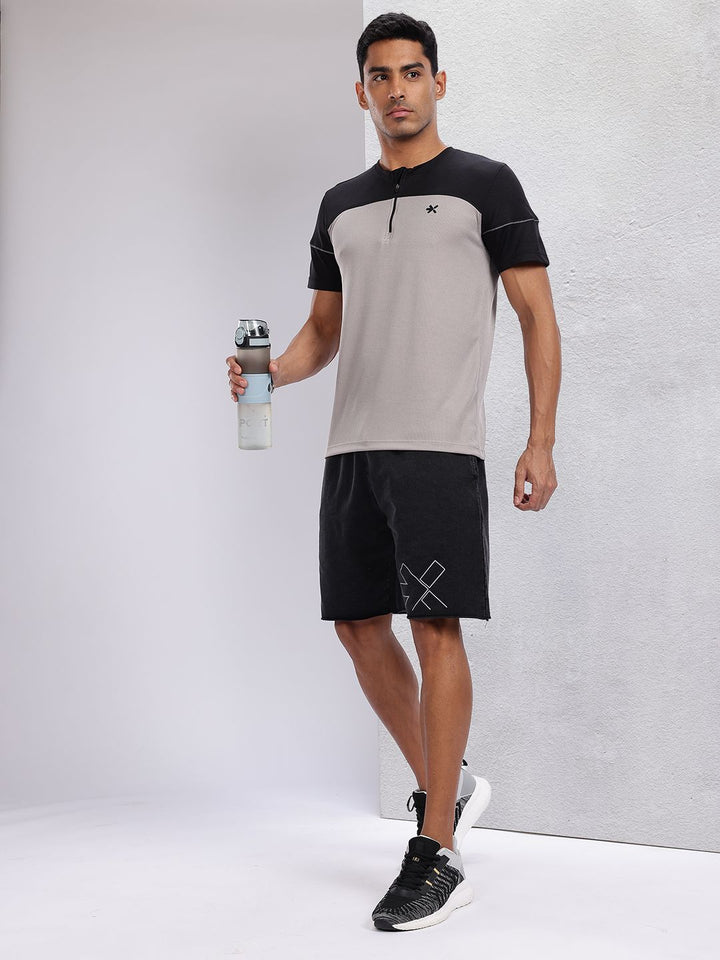 HRX by Hrithik Roshan Men Brand Logo Print Pure Cotton Washed Effect Training Shorts