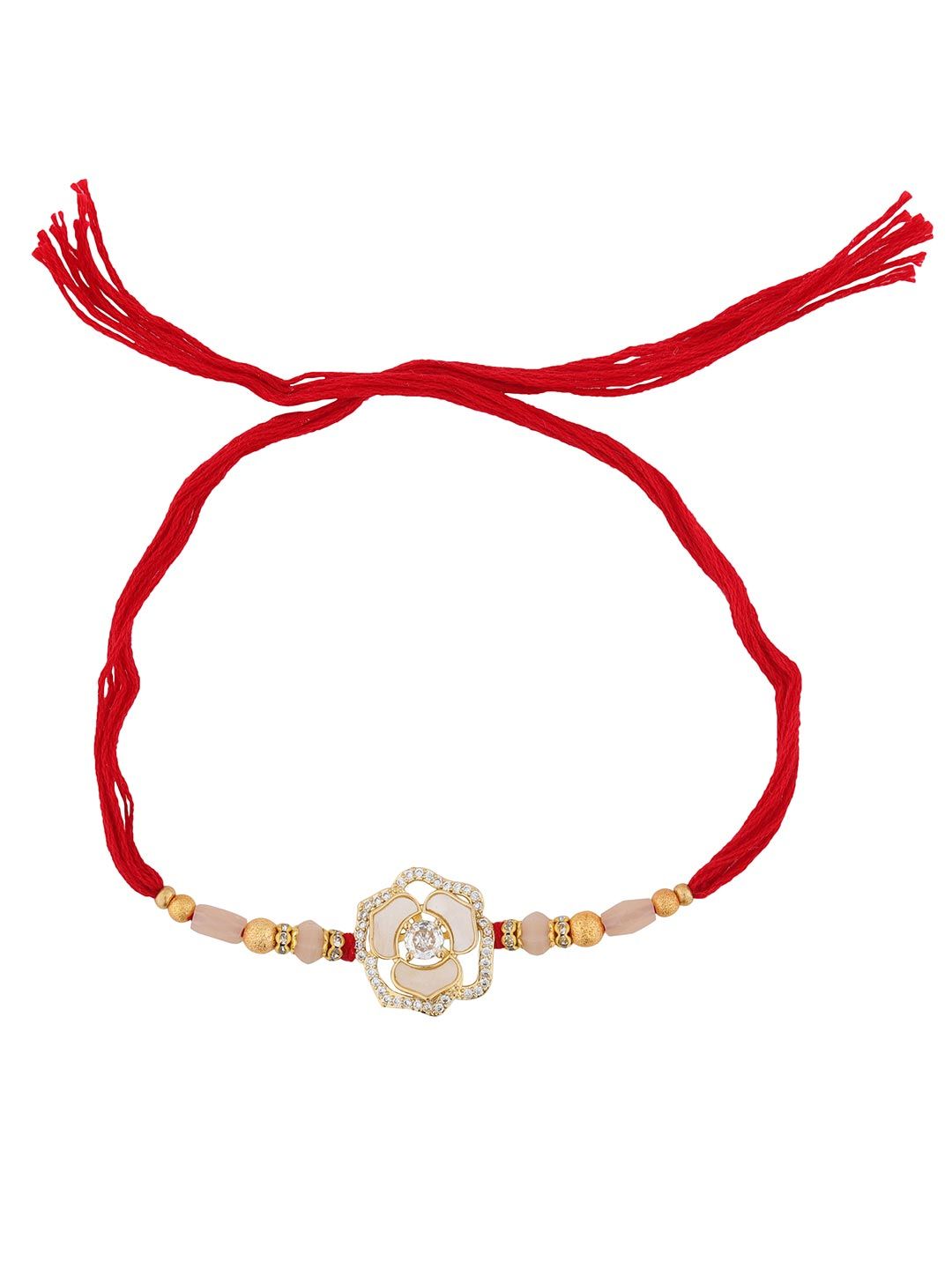 Voylla Floral Sparkle American Diamond Studded Thread Rakhi