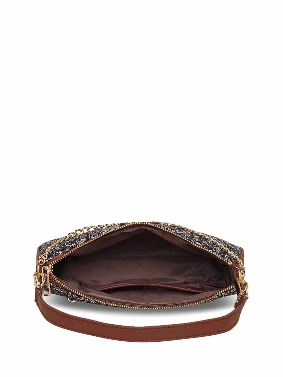 ZOUK Ethnic Motifs Printed Structured Baguette Bag Handbags
