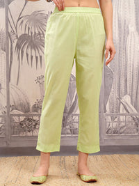 Vishudh Floral Embroidered Angrakha Thread Work Pure Cotton Kurta with Trousers & Dupatta