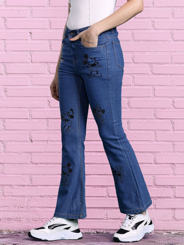 DressBerry Women Bootcut Printed Jeans