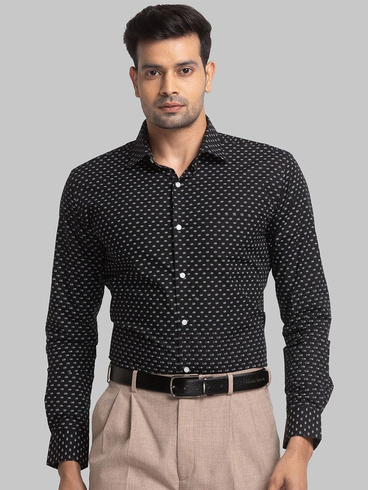 Park Avenue Micro Ditsy Printed Spread Collar Organic Cotton Slim Fit Formal Shirt