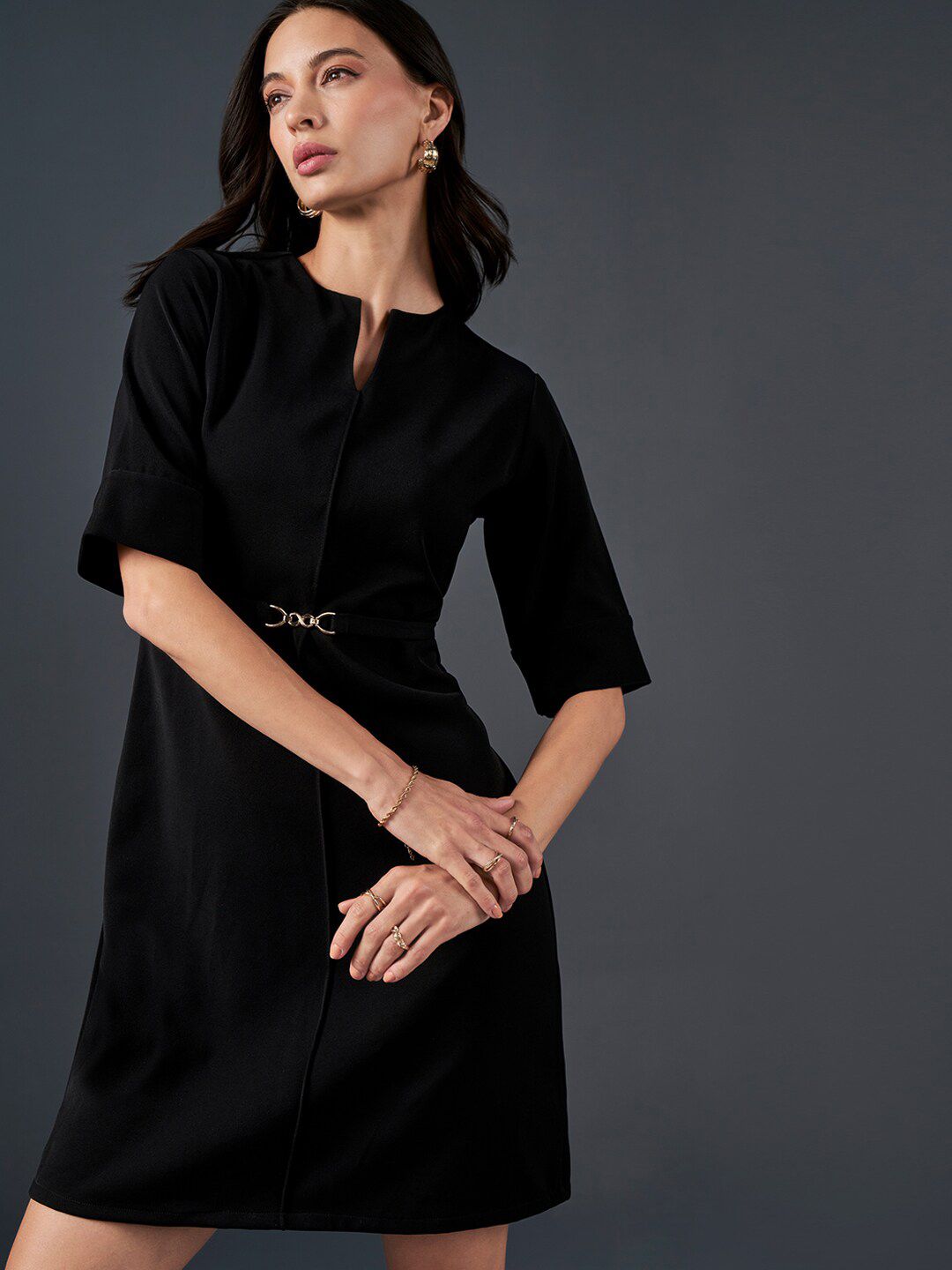 AND Round Neck A-Line Dress