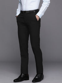 Raymond Men Solid Mid-Rise Slim Fit Formal Trousers