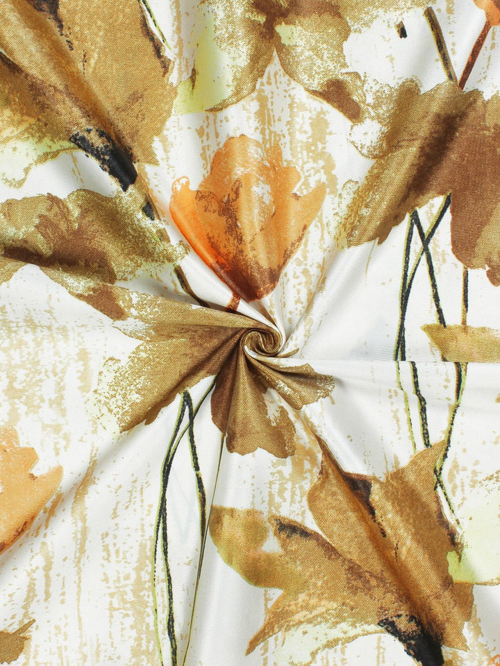 Story@home Off White & Brown 2-Pieces Floral Door Curtains