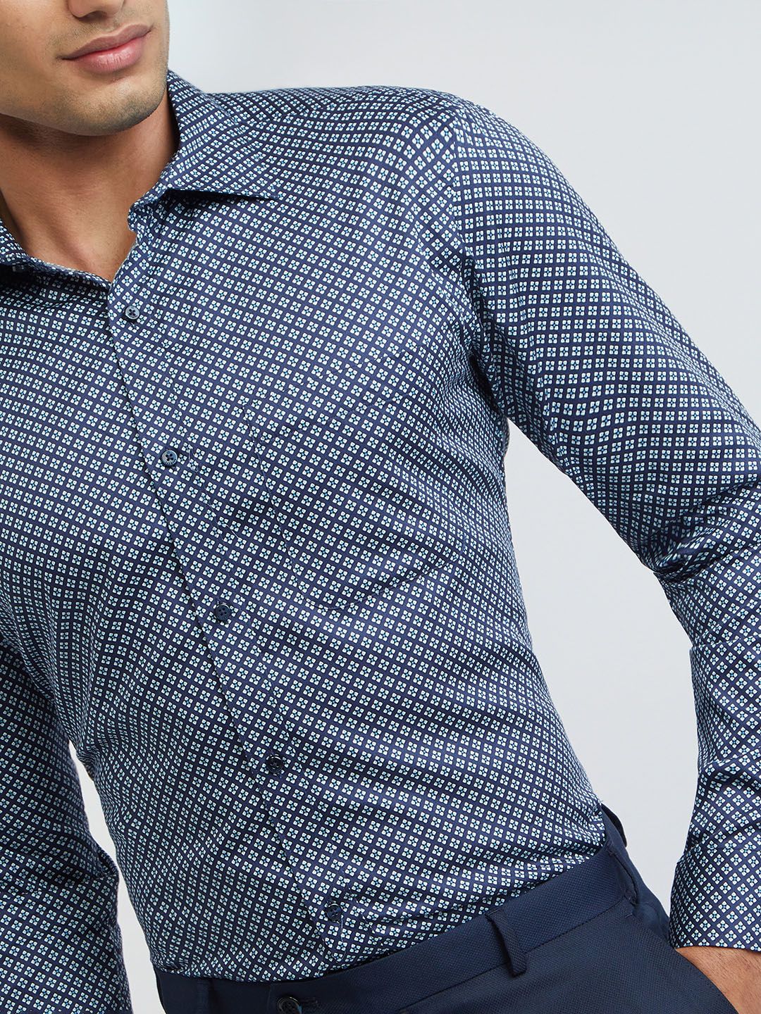 Baju Formal Bercetak Raymond Slim Fit Pure Cotton