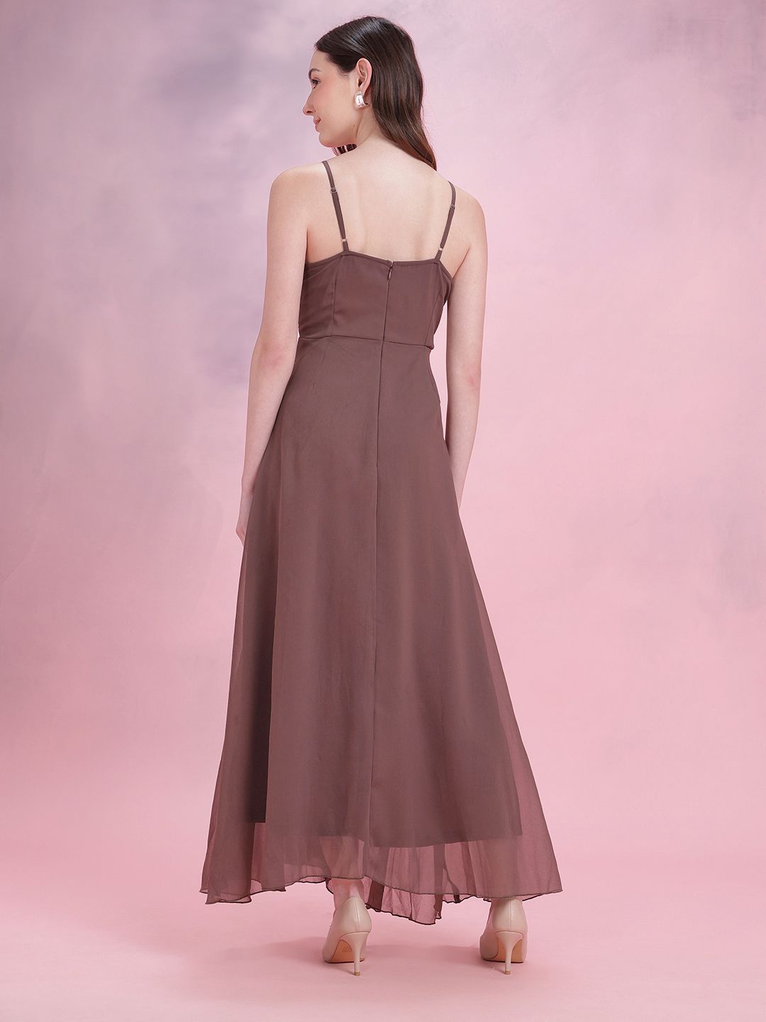 DressBerry Pleated Slit Wrap Maxi Dress