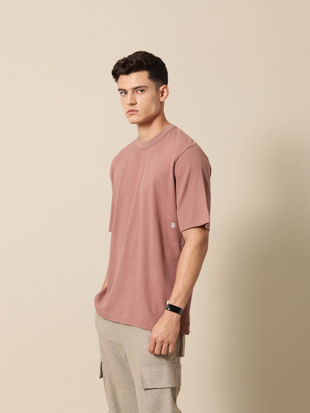 Mr Bowerbird Self Design Liberal Fit Pure Cotton Casual T-shirt