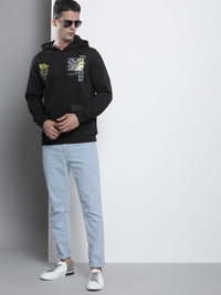 The Indian Garage Co Men Black Printed Hooded Sweatshirt