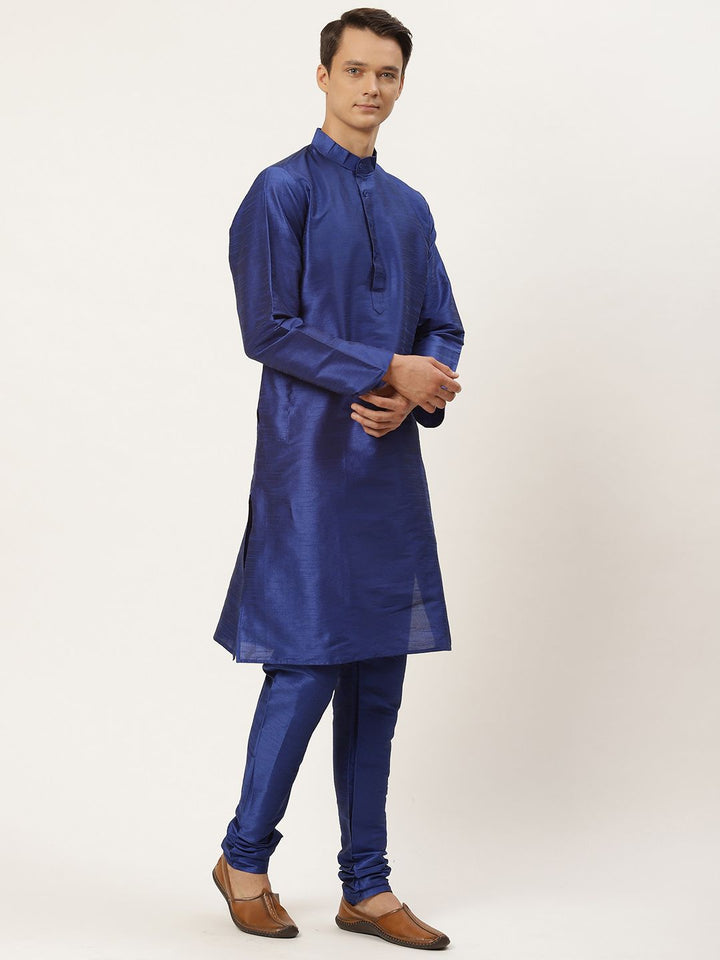 SOJANYA Lelaki Motif Etnik Biru Laut Bercetak Kurta dengan Churidar