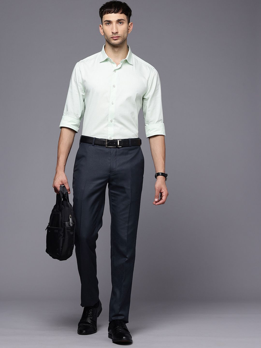 Raymond Men Textured Slim Fit Formal Trousers