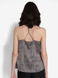 RAREISM Printed Shoulder Straps Cotton Styled Back Top