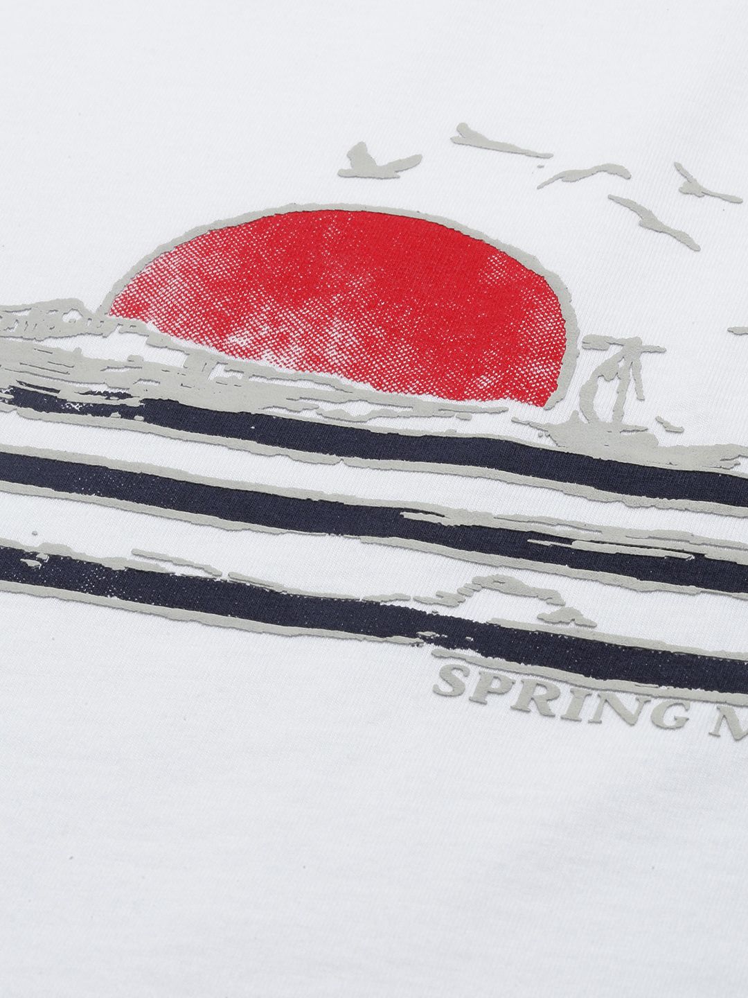 SPYKAR Graphic Print Round Neck Knitted Pure Cotton Slim Fit T-shirt