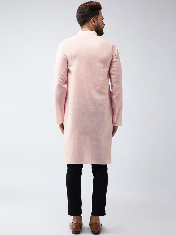 SOJANYA Men Peach-Coloured Woven Design Straight Kurta