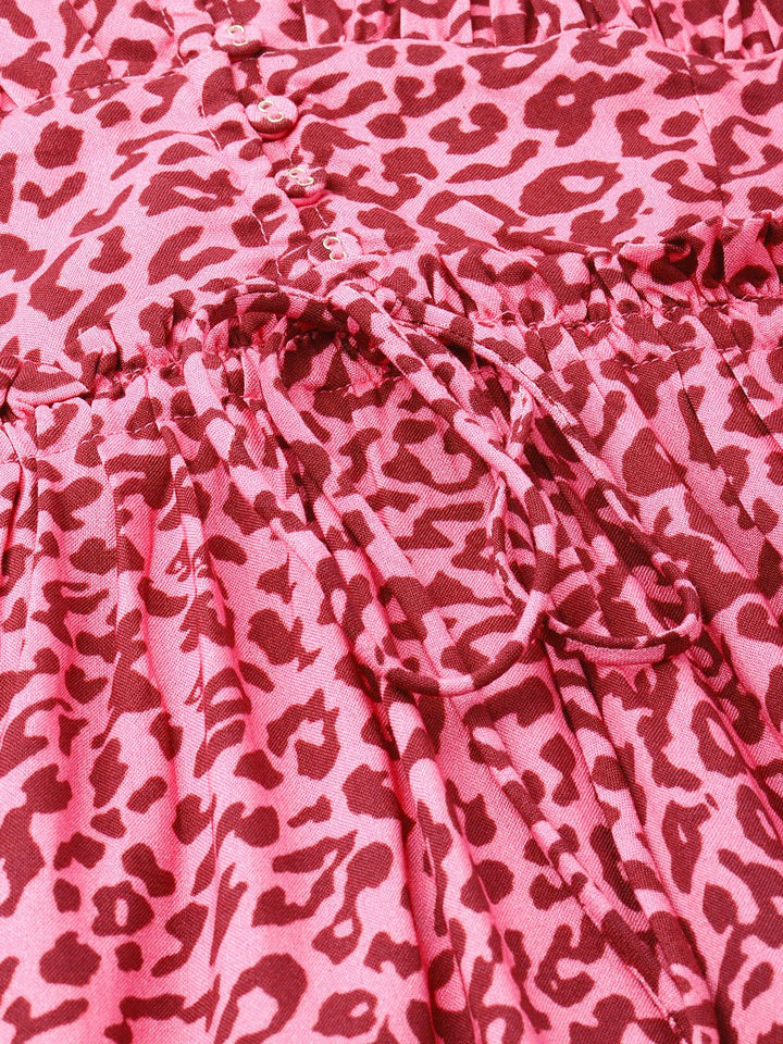 DressBerry Old World Glamour Animal Print Smocked Maxi Dress