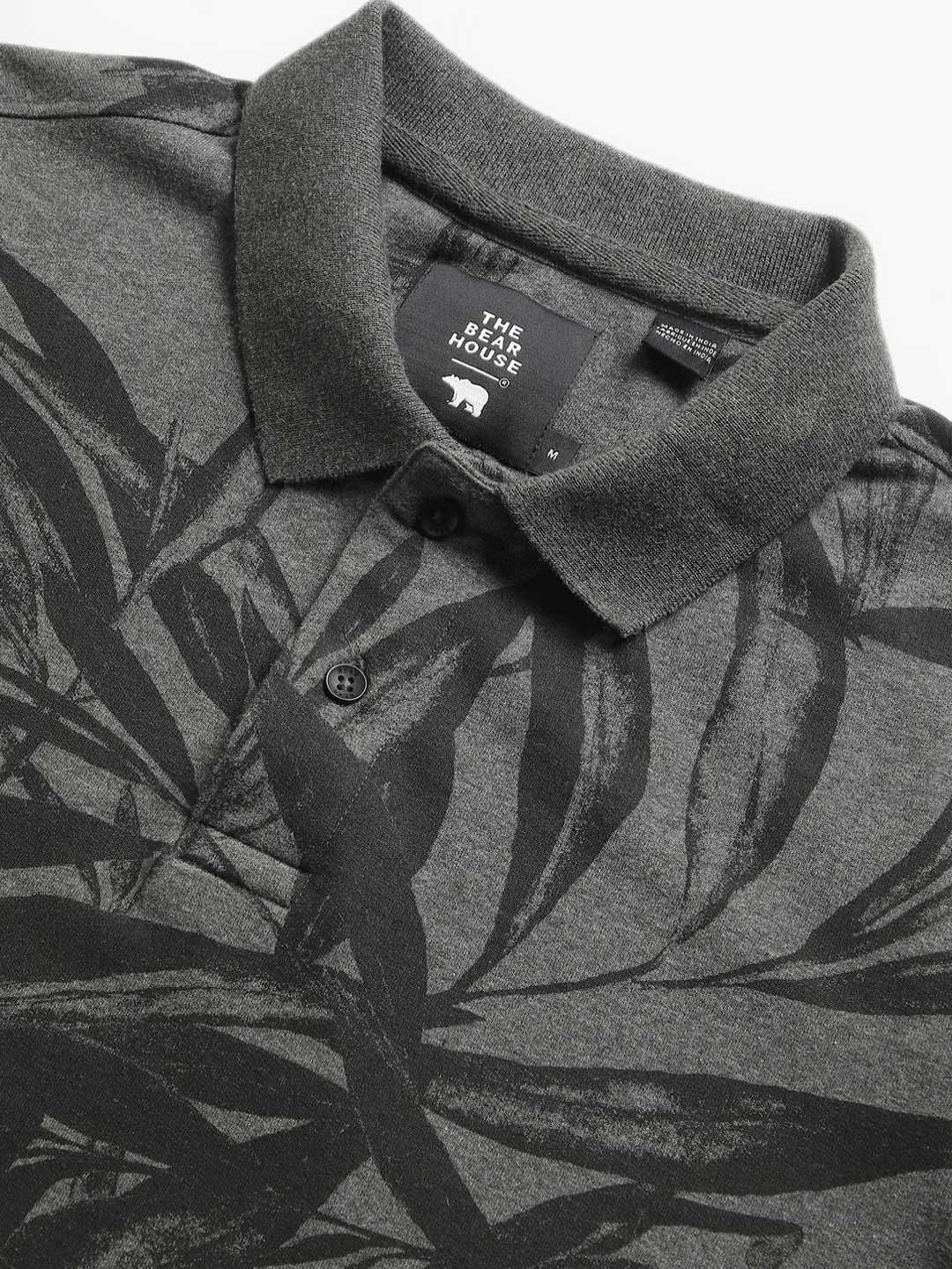 THE BEAR HOUSE Tropical Printed Polo Collar Pure Cotton T-Shirt