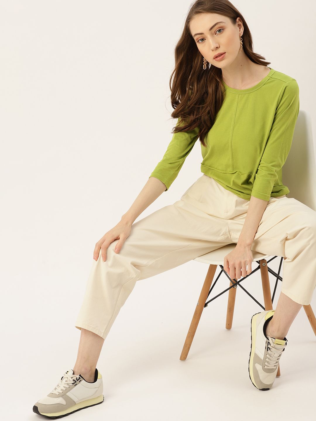 DressBerry Women Green Solid T-shirt