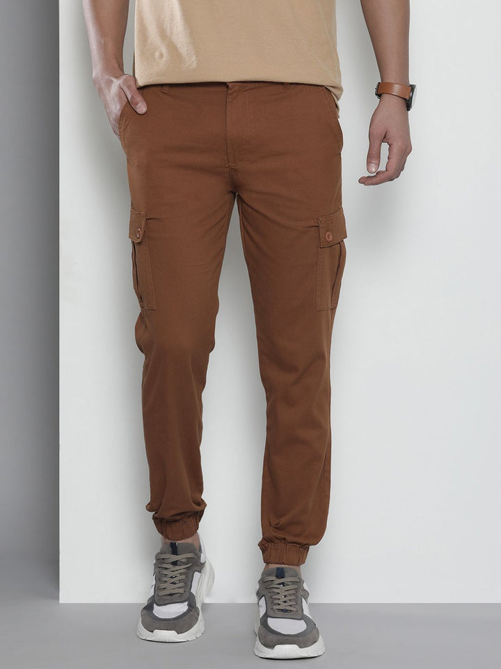 The Indian Garage Co Men Brown Slim Fit Cargos Trousers