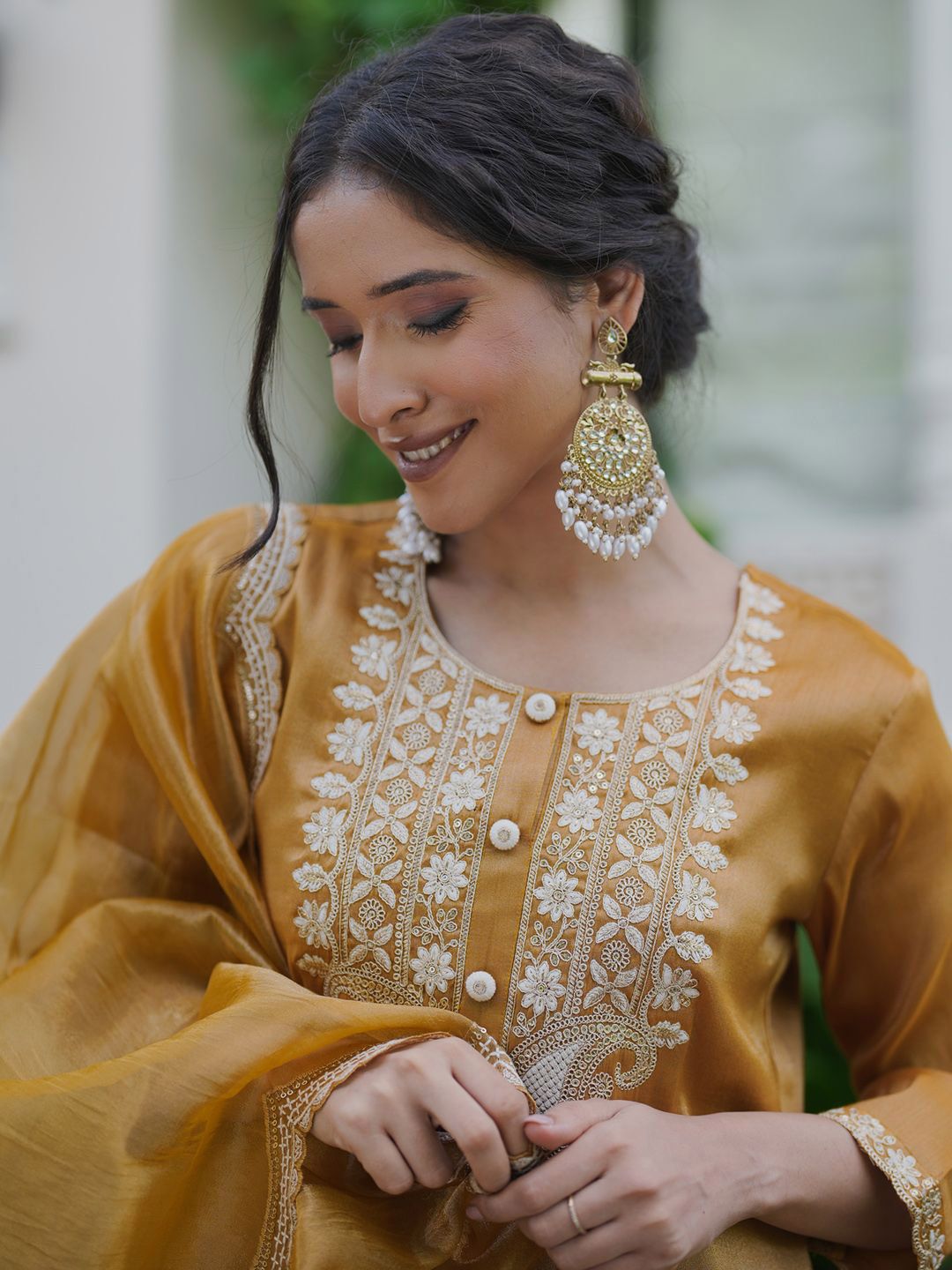 Indo Era Women Ethnic Motifs Embroidered Thread Work Kurta with Trousers With Dupatta
