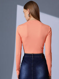 STREET 9 High Neck Cut Out Solid Crop Top