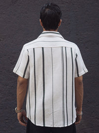 Powerlook Men Multi Stripes Opaque Striped Casual Shirt 02-1039020-S-White and Green