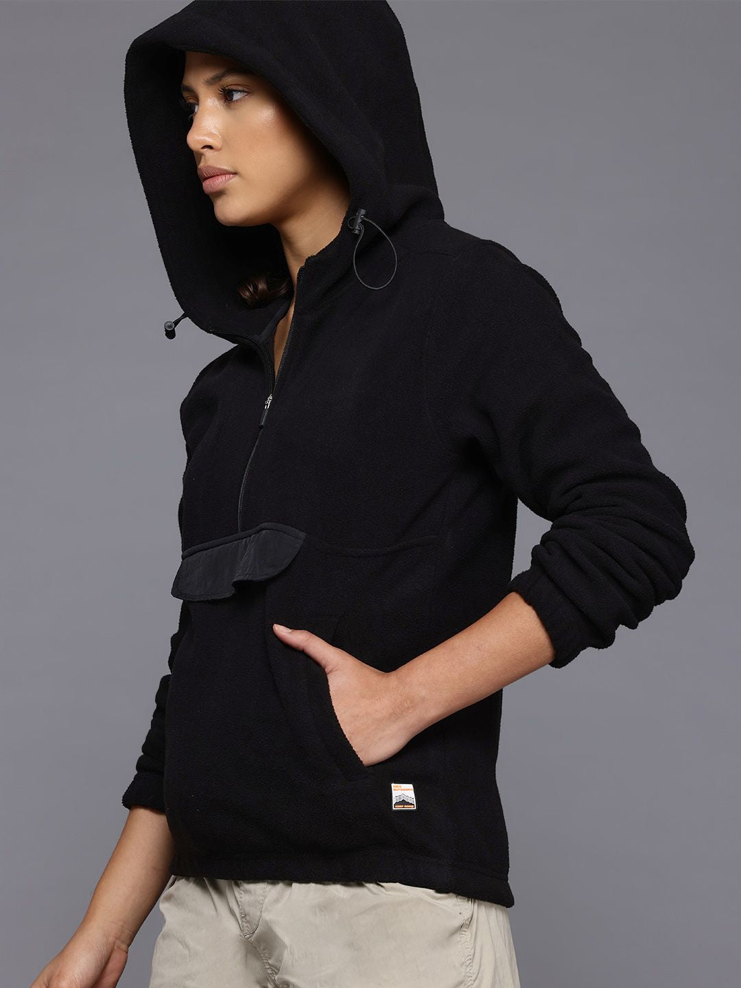 HRX by Hrithik Roshan Hooded Half-Zipper Sweatshirt