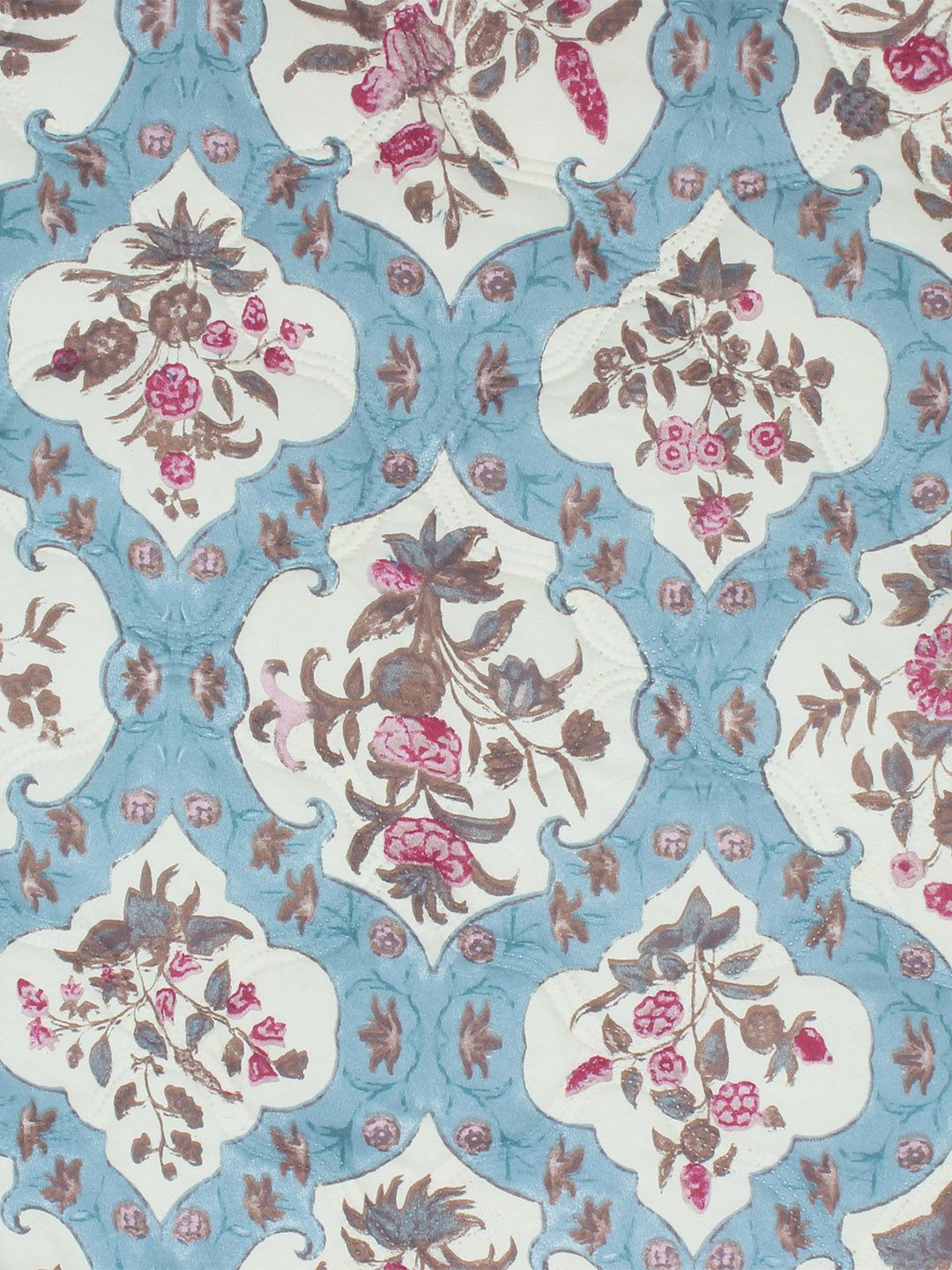 Story@home Cream-Coloured Blue Floral Ac Room 180GSM Reversible Double Bed Comforter