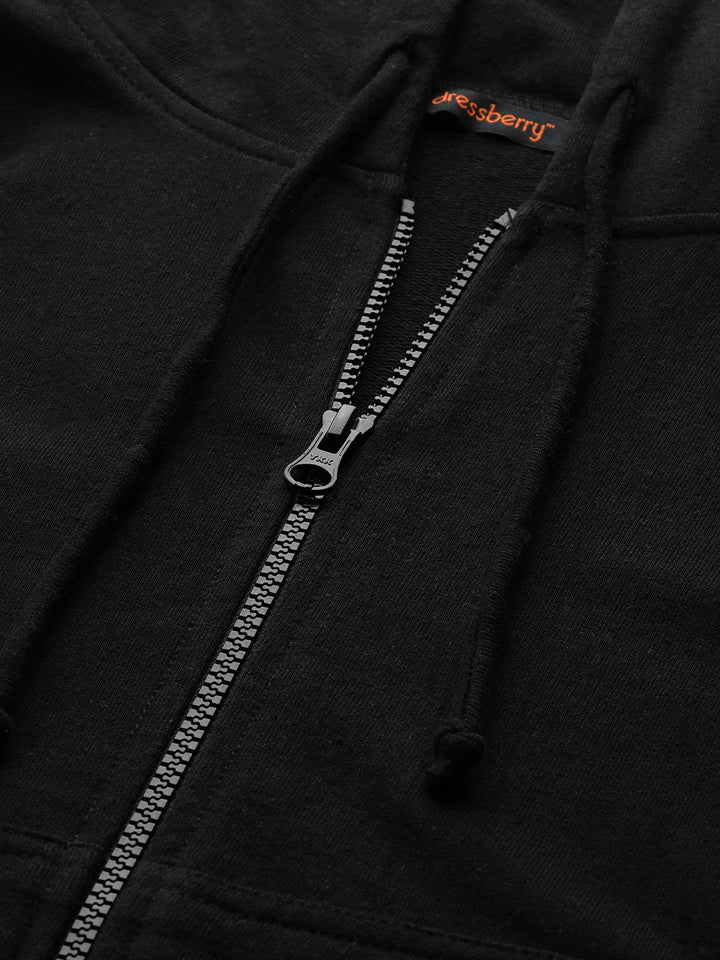 DressBerry Women Black Solid Hooded Sweatshirt