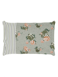 Story@home Grey & Pink Floral 180 TC Single Bedsheet with 1 Pillow Cover