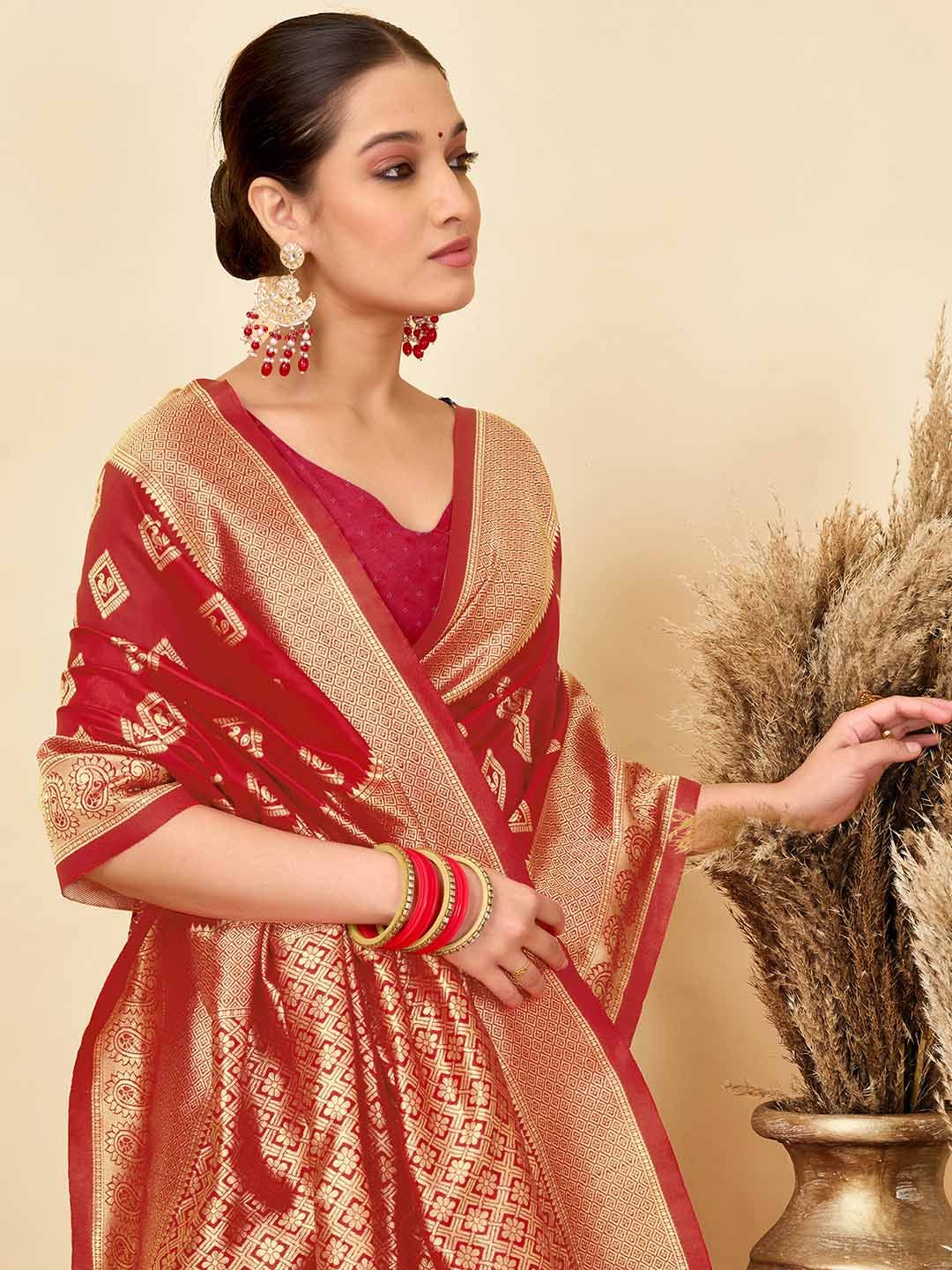 KALINI Woven Design Zari Silk Blend Designer Banarasi Saree