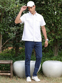Thomas Scott Smart Boxy Short Sleeves Spread Collar Cotton Opaque Casual Shirt