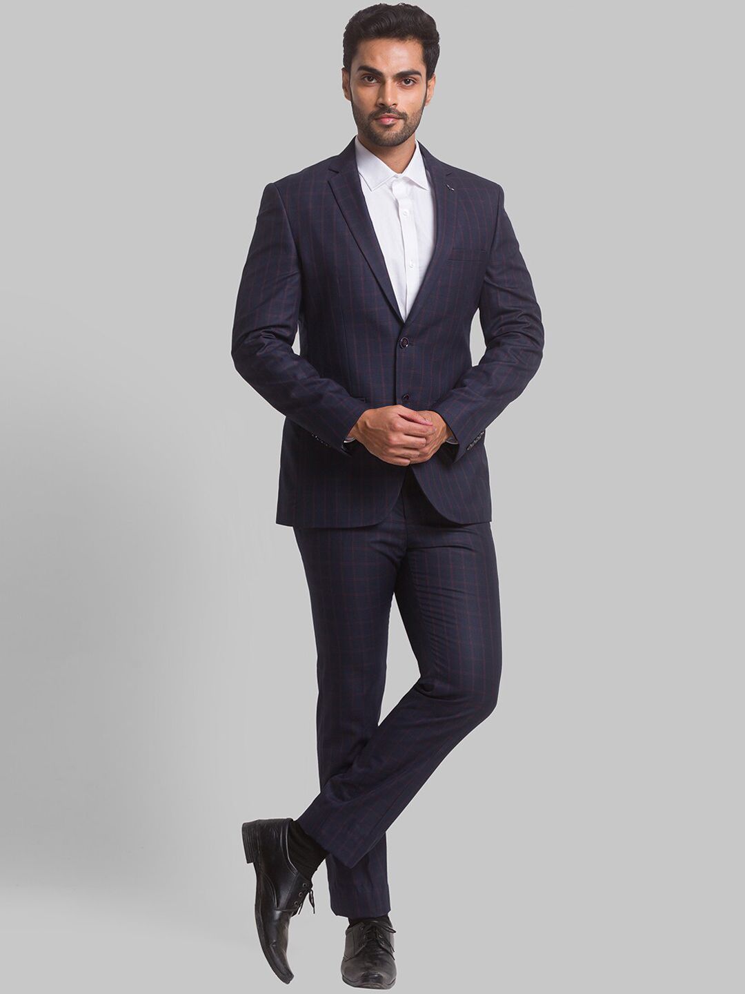 Park Avenue Men Checked Single Breasted Two Piece Formal Suit