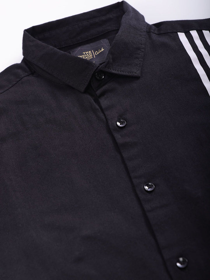 The Indian Garage Co Slim Fit Striped Band Collar Cotton Casual Shirt