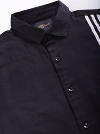 The Indian Garage Co Slim Fit Striped Band Collar Cotton Casual Shirt
