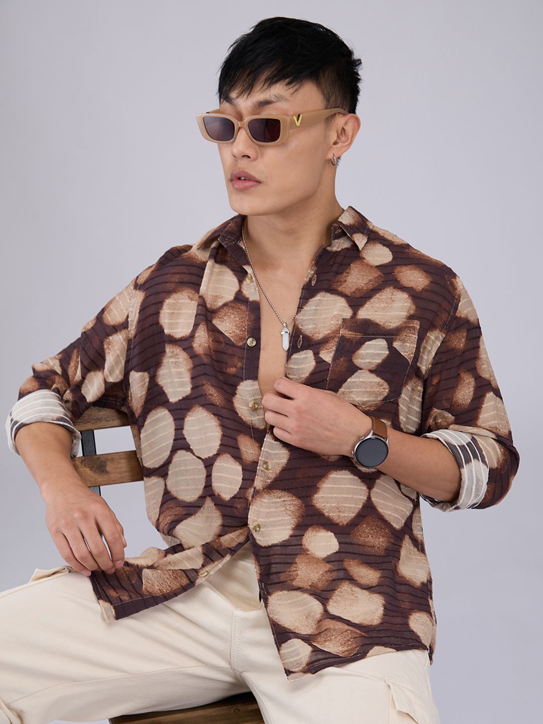 VASTRADO Men Classic Slim Fit Opaque Printed Casual Shirt